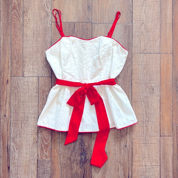 Forever 21 Tops - Vintage Red & White Eyelet Lace Top